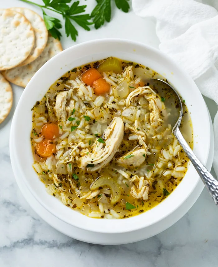 healthy and kid friendly chicken and rice soup