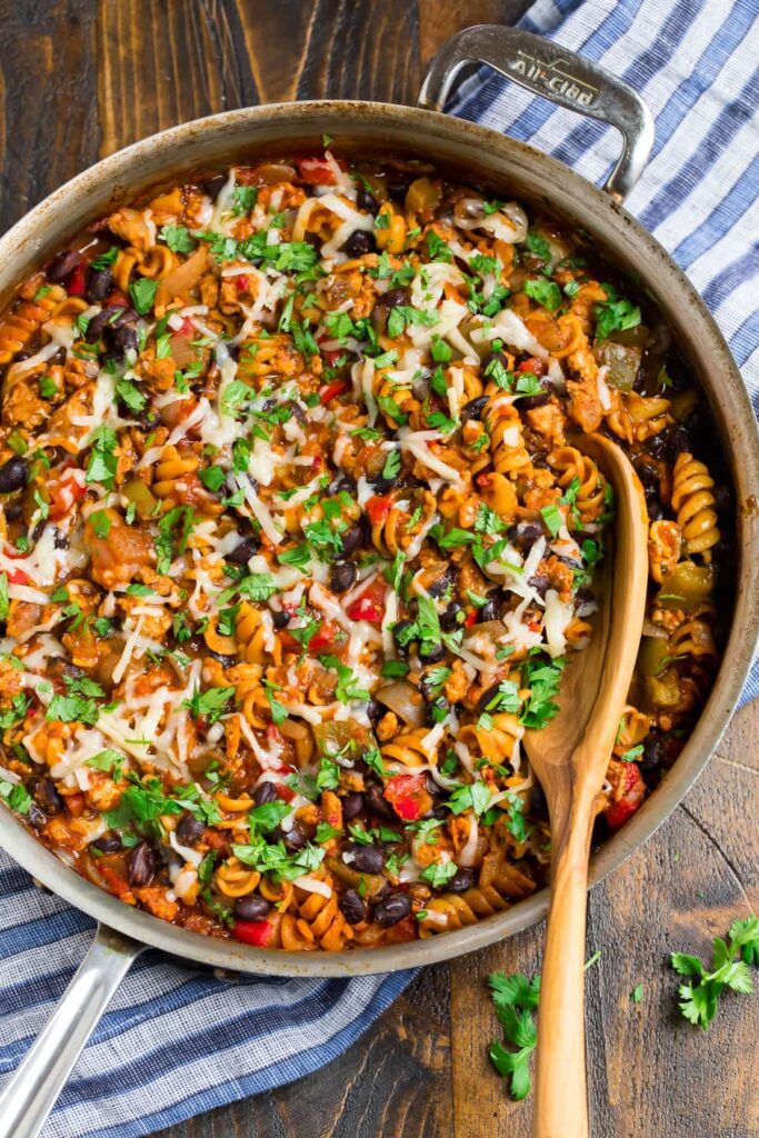 healthy and kid friendly taco pasta