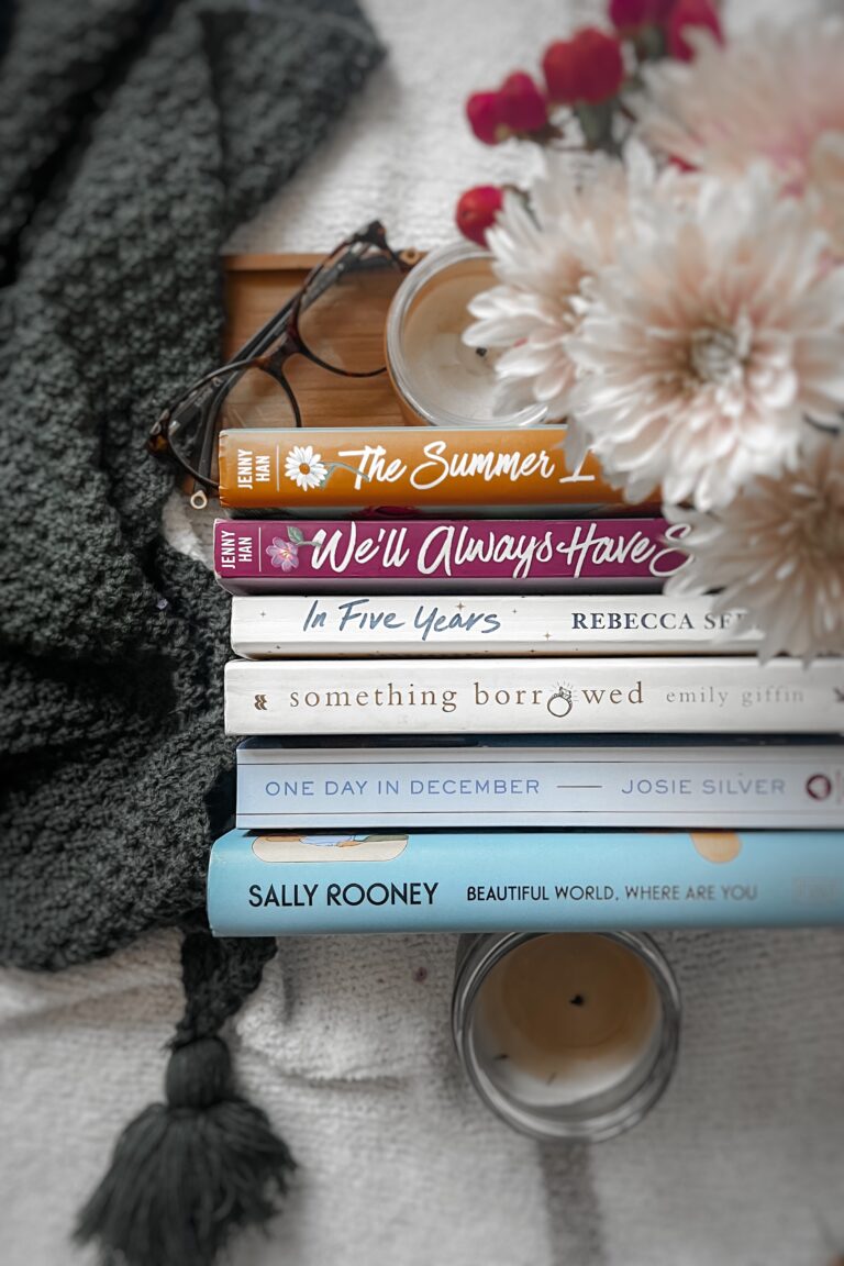 bookstack picture featuring Beautiful World Where Are You? One Day In December, In 5 Years, and The Summer I turned Pretty